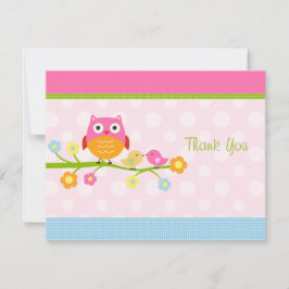 Tortelduifjes & Uil op de tak Dank u kaart