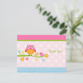 Tortelduifjes & Uil op de tak Dank u kaart (Staand voorkant)