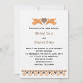 Tortelduifjes uitnodiging - Persimmon/bruin op lin (Voorkant)