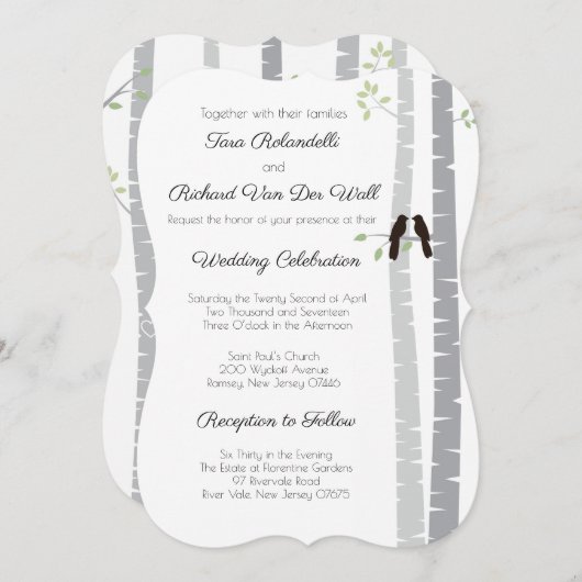 Tortelduifjes Uitnodiging tot bruiloft 5,5 x 8,5 i (Voorkant / Achterkant)