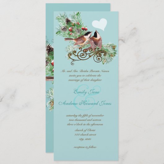 Tortelduifjes - uitnodiging tot weduwschap (Voorkant / Achterkant)