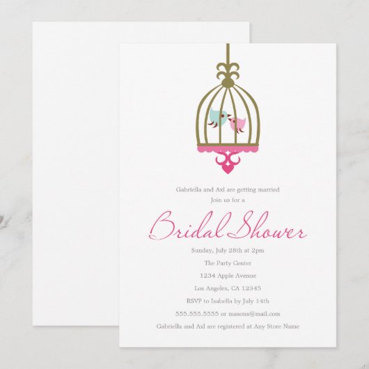 Tortelduifjes | Uitnodiging voor bruidsdouche (Voorkant / Achterkant)