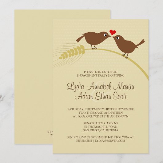 Tortelduifjes Unieke Rustige Engagement Party Kaart (Voorkant / Achterkant)