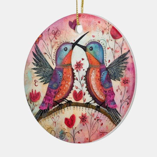 Tortelduifjes Valentijnen Keramisch Ornament (Links)