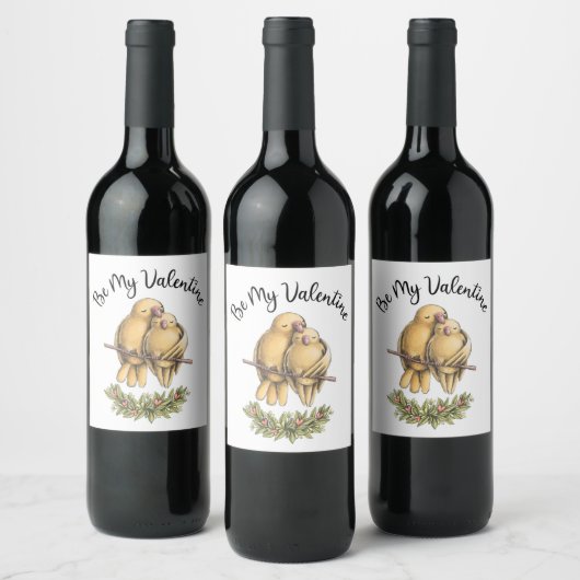 Tortelduifjes Valentijnsdag Gift voor hem Wijn Etiket (Flessen)