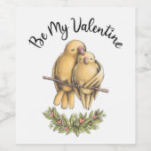 Tortelduifjes Valentijnsdag Gift voor hem Wijn Etiket (Enkel label)
