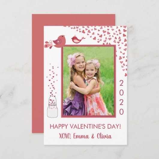 Tortelduifjes Valentijnsdag Hart Fotokaart Kaart (Voorkant / Achterkant)