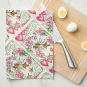 Tortelduifjes  Valentijnsdag keukenhanddoeken (Quarter Fold)