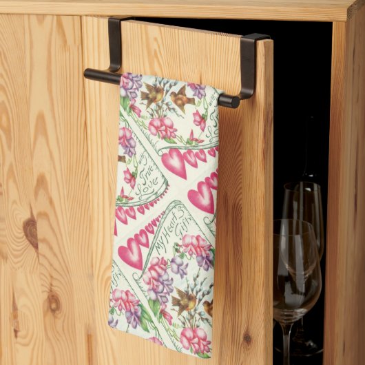 Tortelduifjes  Valentijnsdag keukenhanddoeken (Derde Gevouwen)