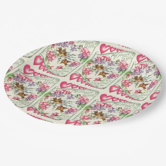 Tortelduifjes Valentijnsdag Papieren Borden Papieren Bordje (Gekanteld)