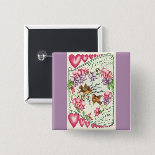 Tortelduifjes  Valentijnsdag Pin Button (Voorkant /achterkant)