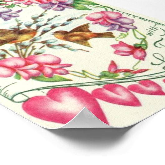 Tortelduifjes Valentijnsdag Poster (Hoek)