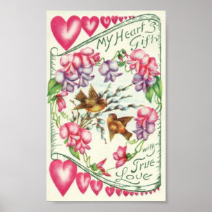 Tortelduifjes  Valentijnsdag Poster