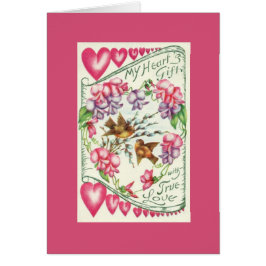 Tortelduifjes  Valentijnsdag Roze notitie Kaart
