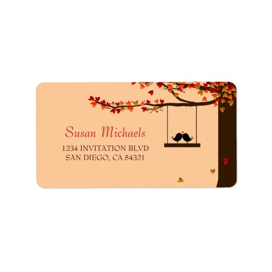 Tortelduifjes Vallende Hart Adresetiketten Etiket (Voorkant)