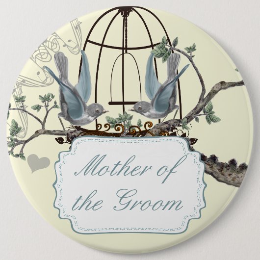 Tortelduifjes van Bluebird Wedding Badges Ronde Button 6,0 Cm (Voorkant)