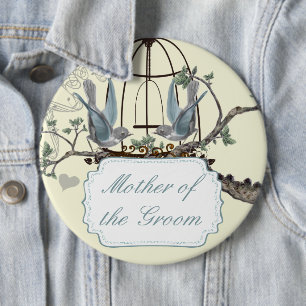  Tortelduifjes van Bluebird Wedding Badges Ronde Button 6,0 Cm