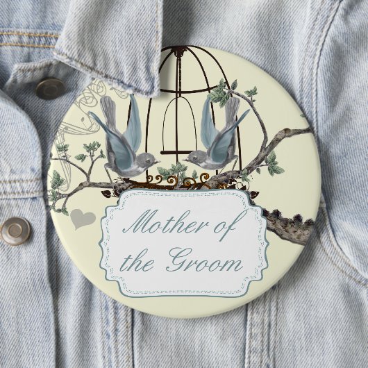  Tortelduifjes van Bluebird Wedding Badges Ronde Button 6,0 Cm (In situ)