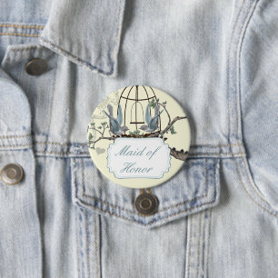 Tortelduifjes van Bluebird Wedding Badges Ronde Button 7,6 Cm