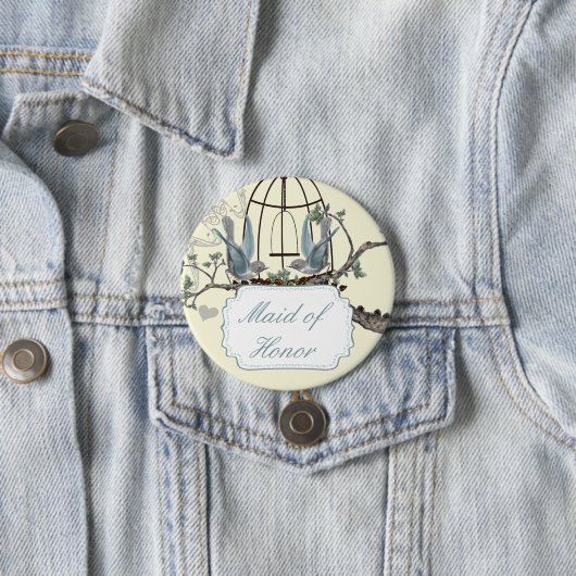  Tortelduifjes van Bluebird Wedding Badges Ronde Button 7,6 Cm (In situ)