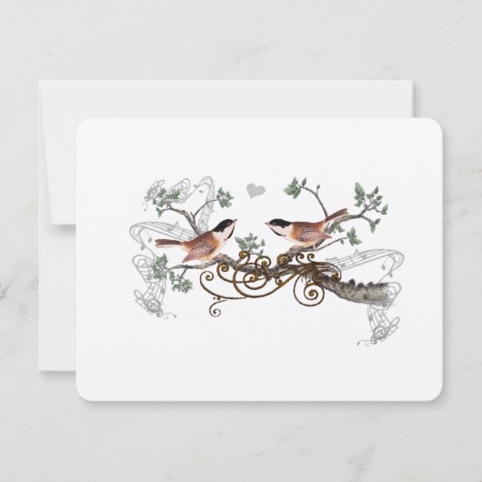Tortelduifjes van Chickadee Wedding RSVP Kaartje (Voorkant)