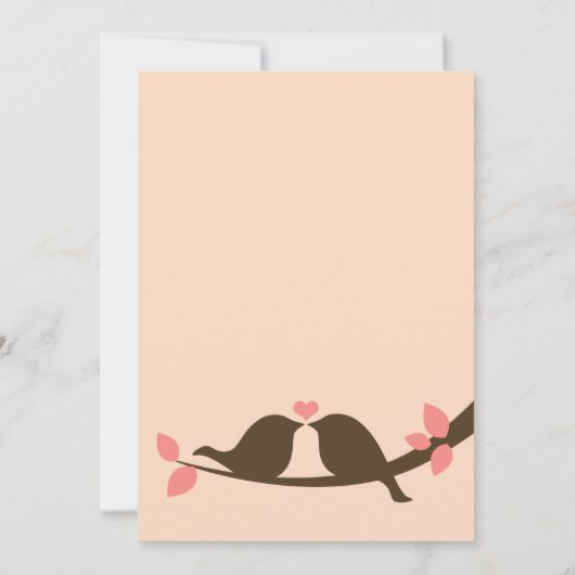 Tortelduifjes van koraal en chocolade kaart (Achterkant)