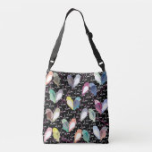 Tortelduifjes - veel - witte liefde - roze lijnen  crossbody tas (Achterkant)