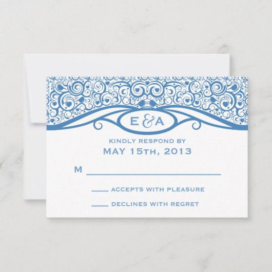Tortelduifjes Vine Pattern R.S.V.P. RSVP Kaartje (Voorkant)