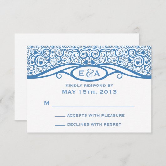 Tortelduifjes Vine Pattern R.S.V.P. RSVP Kaartje (Voorkant / Achterkant)