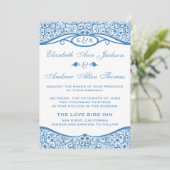 Tortelduifjes Vine Pattern Weddenschap Kaart (Staand voorkant)