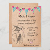 Tortelduifjes Vintage Weddenschap Kaart (Voorkant / Achterkant)