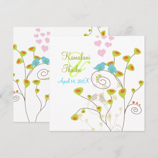 Tortelduifjes, voeg uw achtergrond toe.. kaart (Voorkant / Achterkant)