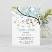 Tortelduifjes voor blauw en kartreuse stelletjes kaart (Staand voorkant)