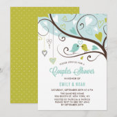 Tortelduifjes voor blauw en kartreuse stelletjes kaart (Voorkant / Achterkant)