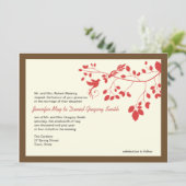 Tortelduifjes voor bruine en rode bruiloft kaart (Staand voorkant)