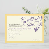 Tortelduifjes voor gele en Paarse bruiloft Kaart (Staand voorkant)