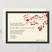 Tortelduifjes voor rode en zwarte bruiloft kaart (Voorkant / Achterkant)