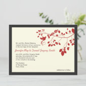 Tortelduifjes voor rode en zwarte bruiloft kaart (Staand voorkant)