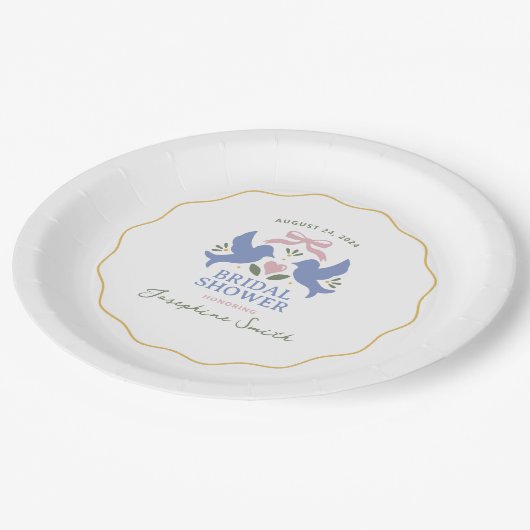 Tortelduifjes Vrijgezellenfeest Papieren Bordje (Gekanteld)