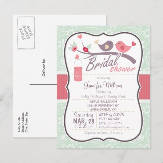 Tortelduifjes Vrijgezellenfeest; Sage Green Paisle Uitnodiging Briefkaart (Voorkant / Achterkant)