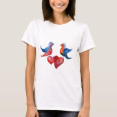 Tortelduifjes, Waterverf Birds Basic T-shirt (Voorkant)