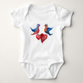 Tortelduifjes, Waterverf Birds Jersey Bodysuit (Voorkant)