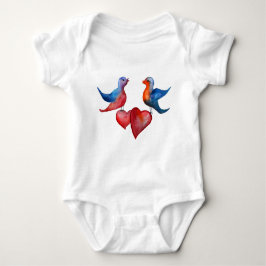Tortelduifjes, Waterverf Birds Jersey Bodysuit