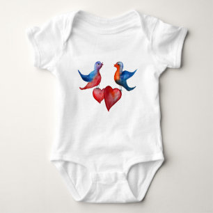 Tortelduifjes, Waterverf Birds Jersey Bodysuit
