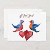 Tortelduifjes, Waterverf Briefkaart vogels (Voorkant / Achterkant)