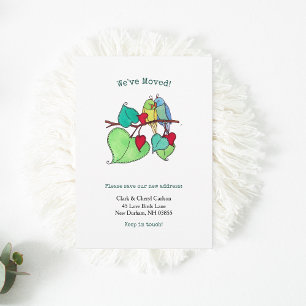 Tortelduifjes Waterverf Nieuw adres verplaatsen Aankondiging