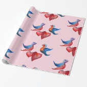 Tortelduifjes, Waterverf Vogelpakpapier Cadeaupapier (Uitgerold)