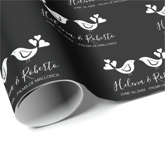 Tortelduifjes Weddenschap Gift Custom Bride and Gr Cadeaupapier (Rol Hoek)