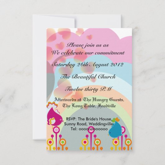 Tortelduifjes Weddenschap Kaart (Achterkant)