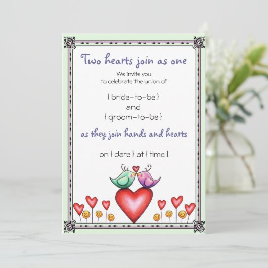 Tortelduifjes Weddenschap Kaart (Staand voorkant)